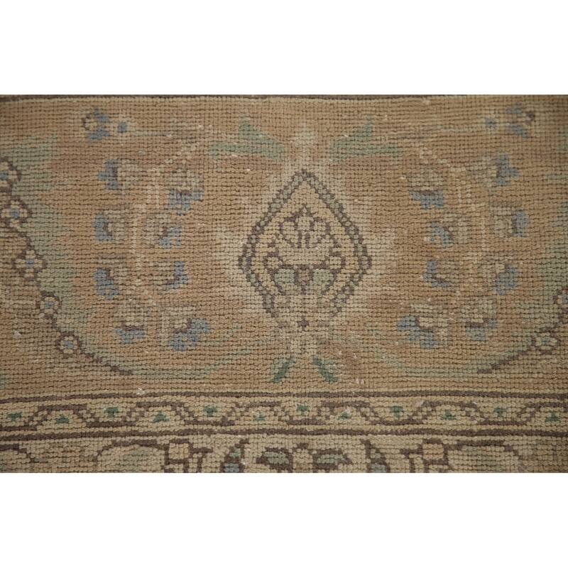Brown Tabriz Persian Antique Area Rug Hand-knotted Wool Carpet - 9'6" x 12'9"