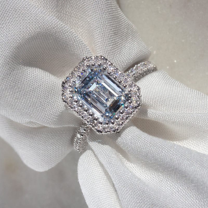 Kobelli 4.52 Carats Light Blue Diamond IGI Certified Solid 14k White Gold Double Halo Near Eternity Delphi Ring