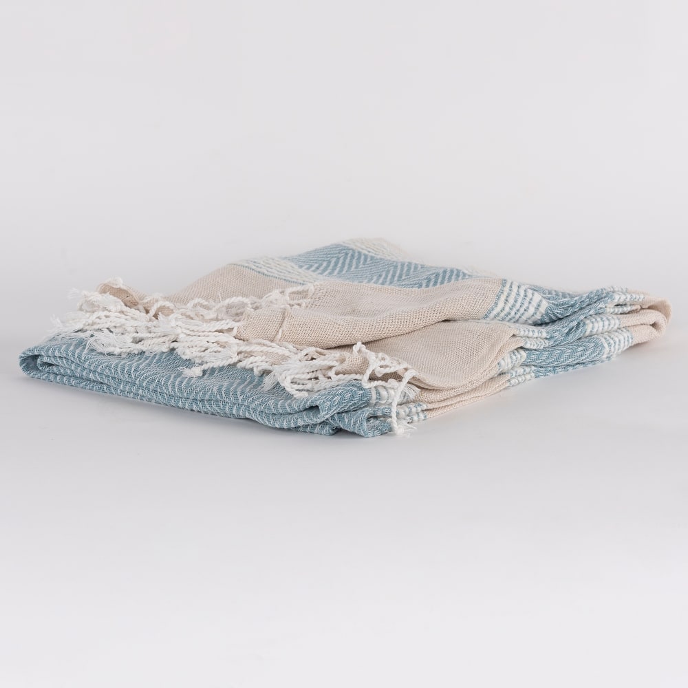 Rizzy Home Chevron Stripe Hand Loomed Cotton Throw