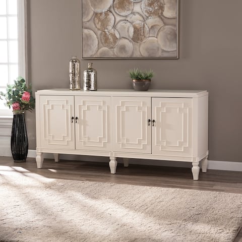 SEI Furniture Taborley Transitional 4-Door Sideboard Antique White Wood Accent Cabinet Buffet
