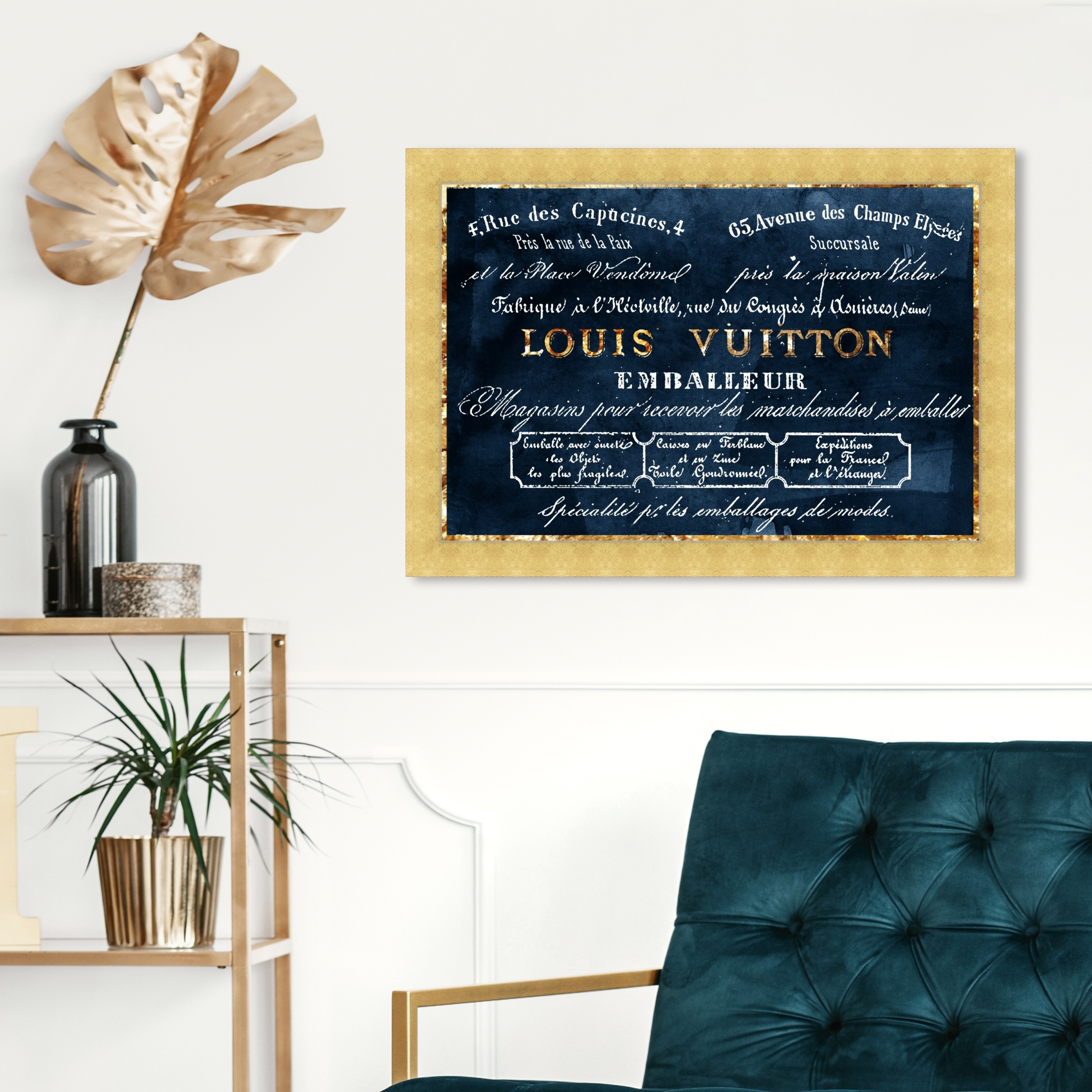 Oliver Gal 'Emballeur Navy' Fashion and Glam Framed Wall Art Prints Road  Signs - Blue, Gold - Bed Bath & Beyond - 31287477