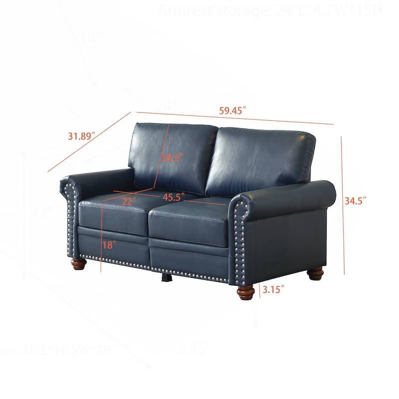 Charming Faux Leather Loveseat with Storage and Sturdy Construction for Cozy Living