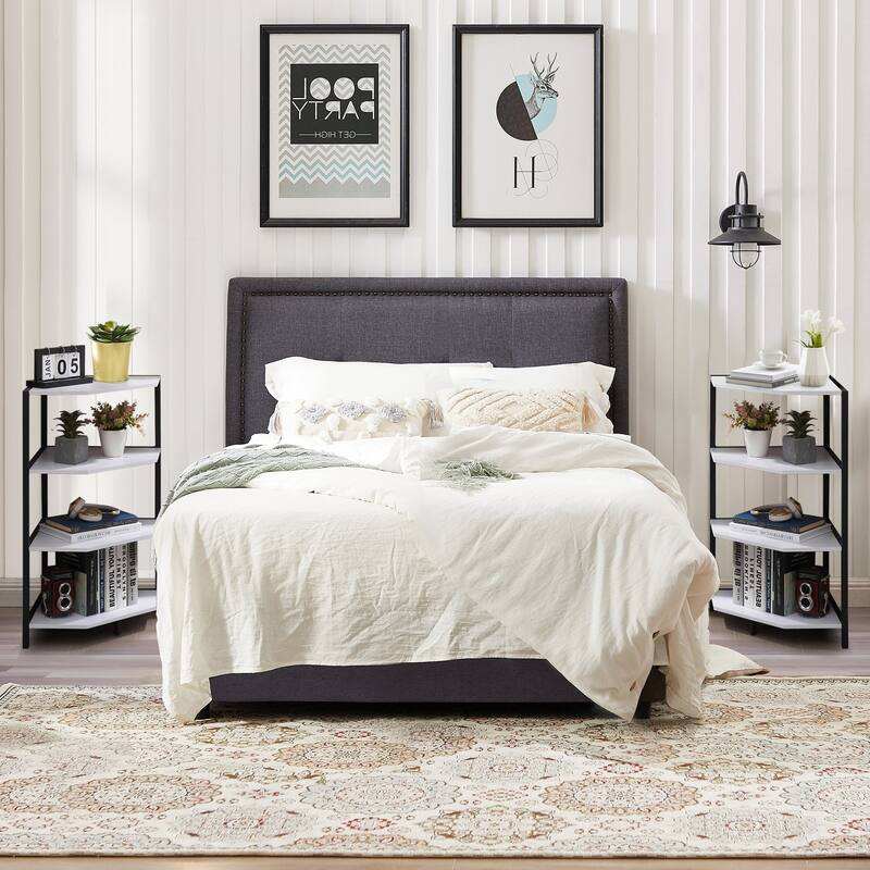 VECELO Modern Nightstands with 4-Tier Shelves Corner Side Table(Set of 2)