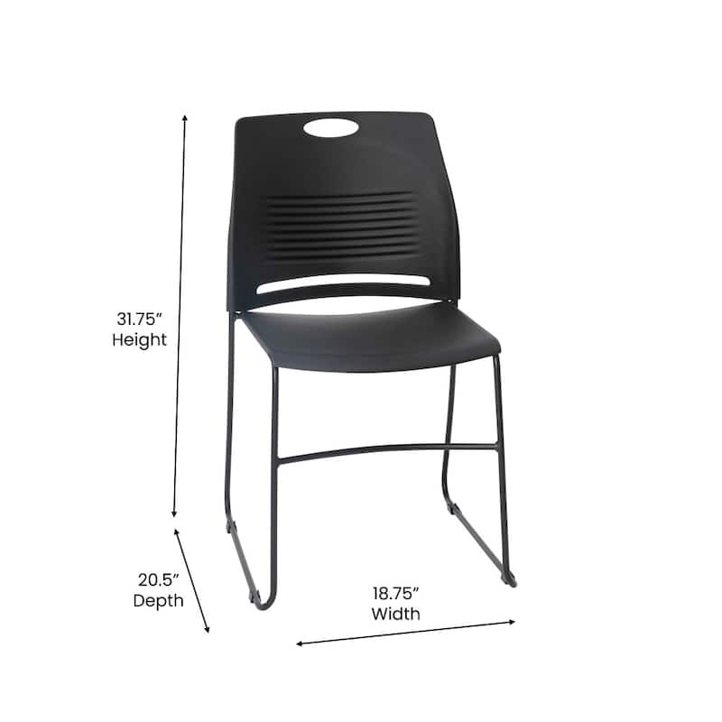 Commercial 660 LB. Capacity Plastic Steel Sled Base Stack Chairs - 5 Pack
