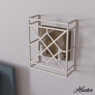 Hunter Langwood 2-Light Wall Sconce - Modern Farmhouse, Shabby Chic - Damp Rated - Bathroom, Laundry