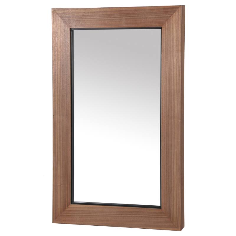 SAFAVIEH Couture Lacarlo Walnut 55.9-inch Vertical Rectangle Wood Mirror - 35.4"W x 3.5"D x 55.9"H