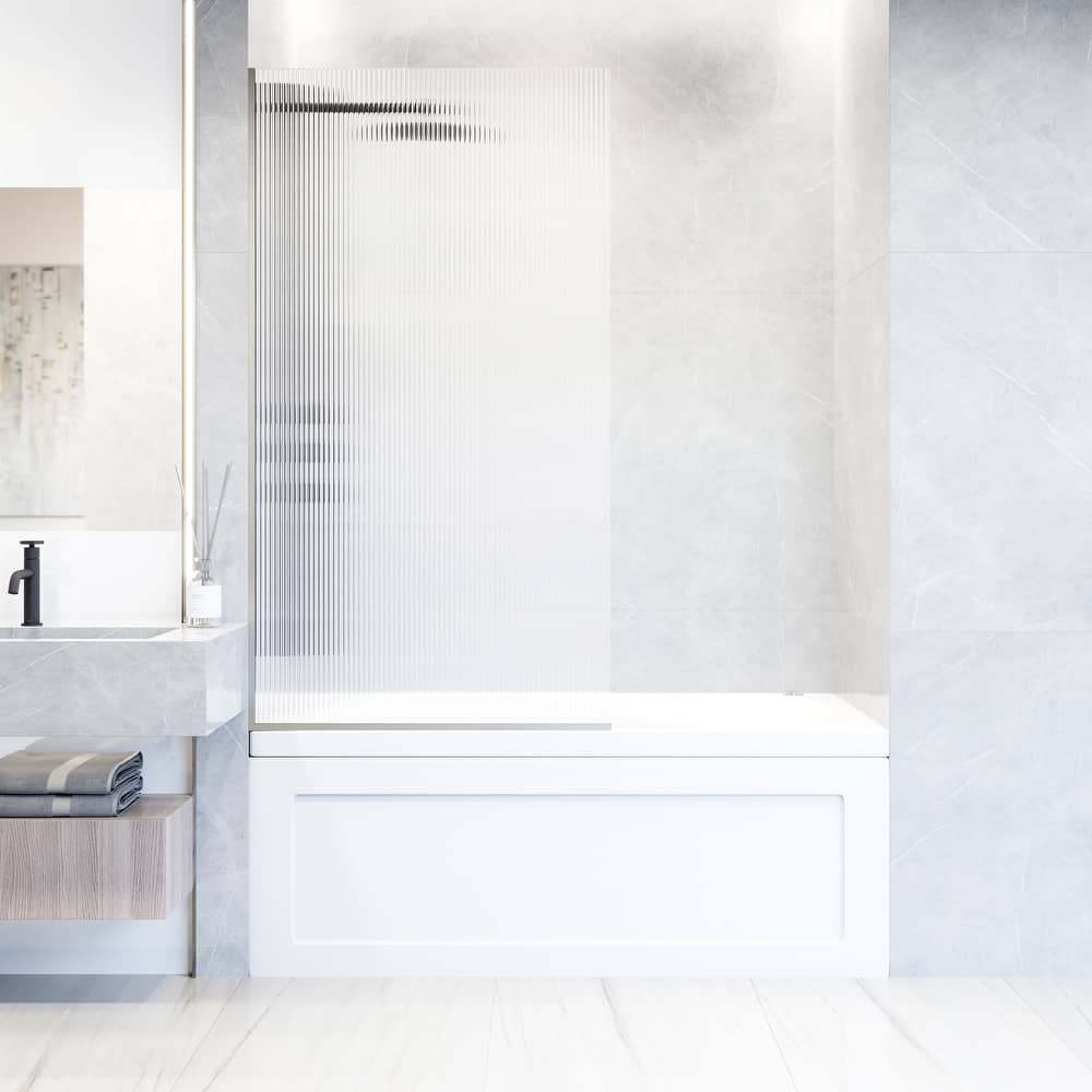 VIGO Zenith 34" W x 62" H Frameless Fixed Tub Screen Door