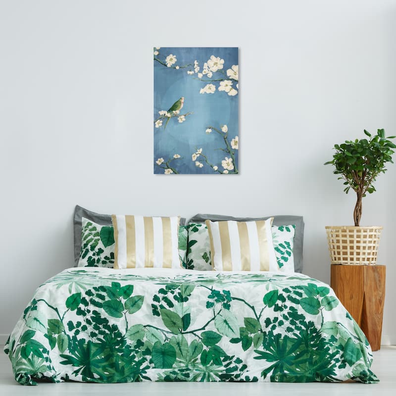 Wynwood Studio Canvas Animals Wake up Singing Blue and Modern & Contemporary Wall Art Canvas Print - Blue, White - 36 x 24
