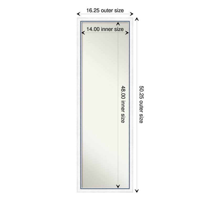 Morgan Non-Beveled Wood Framed Full-Length On the Door Mirror - Glass Size 14x48 - Morgan White Blue
