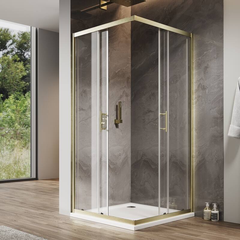 Elegant 36" W x 36" L x 72" H Corner Entry Shower Enclosure Sliding Shower Doors