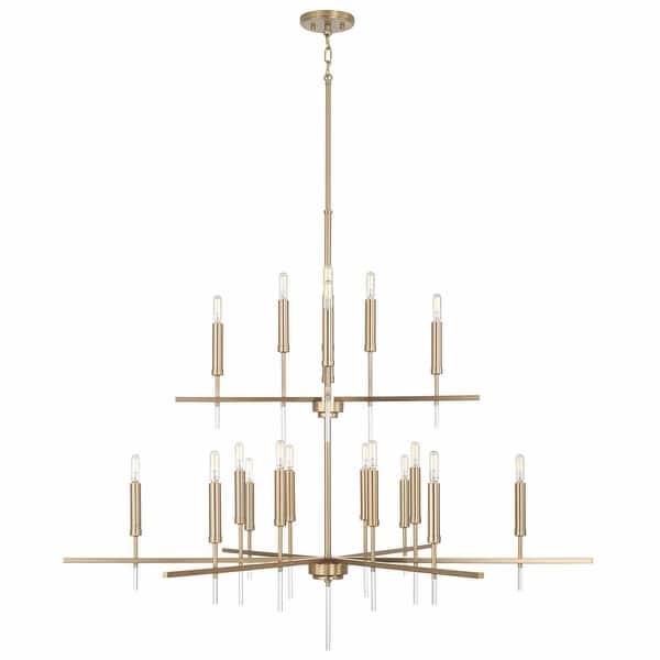 slide 2 of 4, Elora 20-light Matte Brass Hanging Chandelier