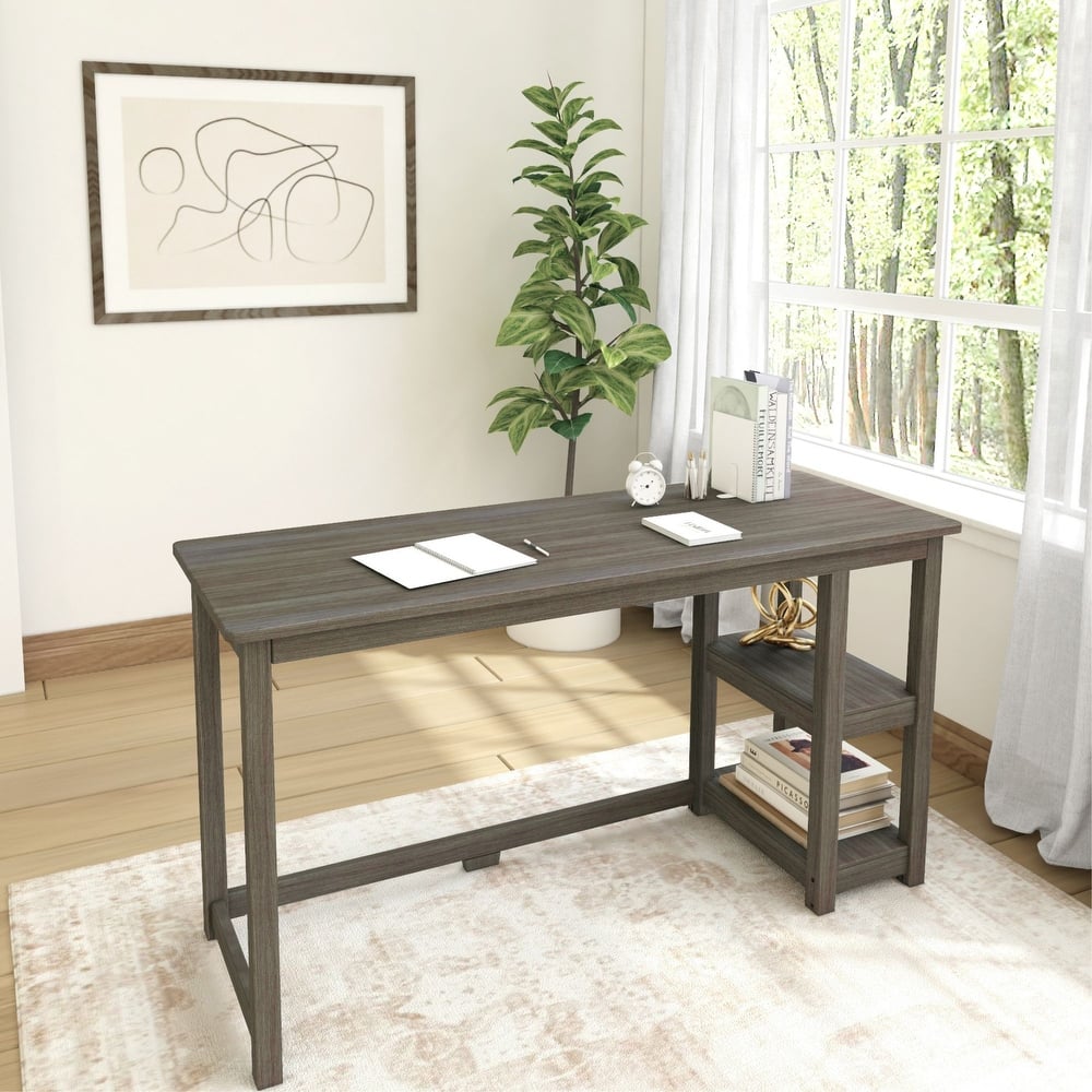 Plank and Beam Desk with Bookshelves