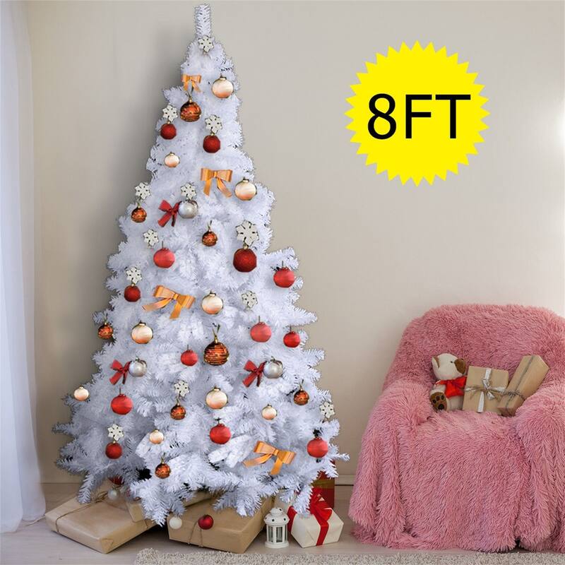 Clihome 5-8 ft White Artificial PVC Christmas Tree