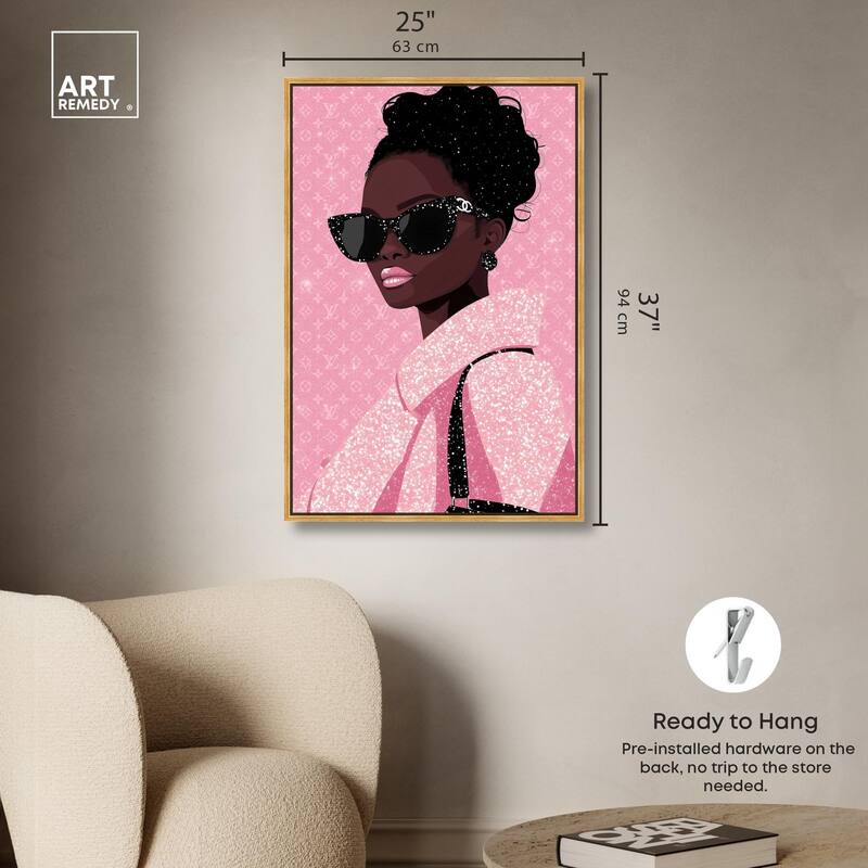 Pink Luxury Woman Canvas by Art Remedy
