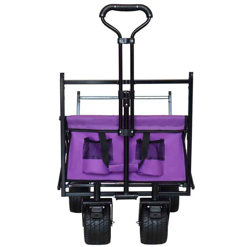 480Lbs Collapsible Wagon with Canopy,Wagon Stroller with 7" All-Terrain Wheels, Lightweight Foldable Wagon, Large Capacity