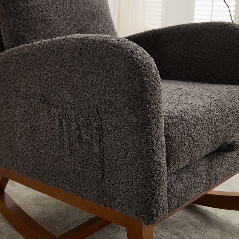 25.4"W High Back Rocking Chair with Retractable Footrest