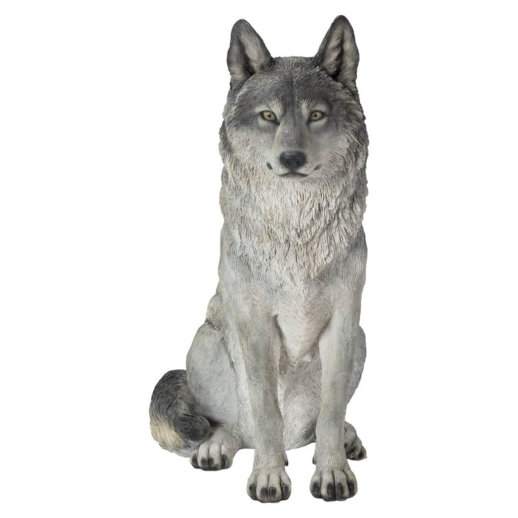 21.75" Sitting Wolf Outdoor Garden Statue