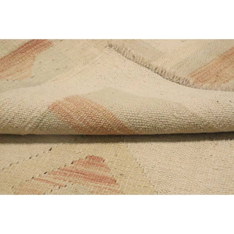 Hand Woven Oriental 100% Wool Carpet Southwestern Tribal Beige & Ivories Kilim Area Rug - 5' 9'' X 4' 0''