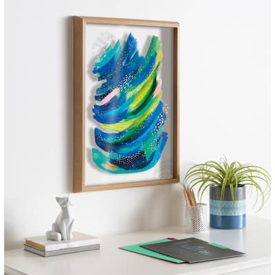 Kate and Laurel Blake Bright Abstract 2 Framed Printed Glass by Jessi Raulet of Ettavee - Natural