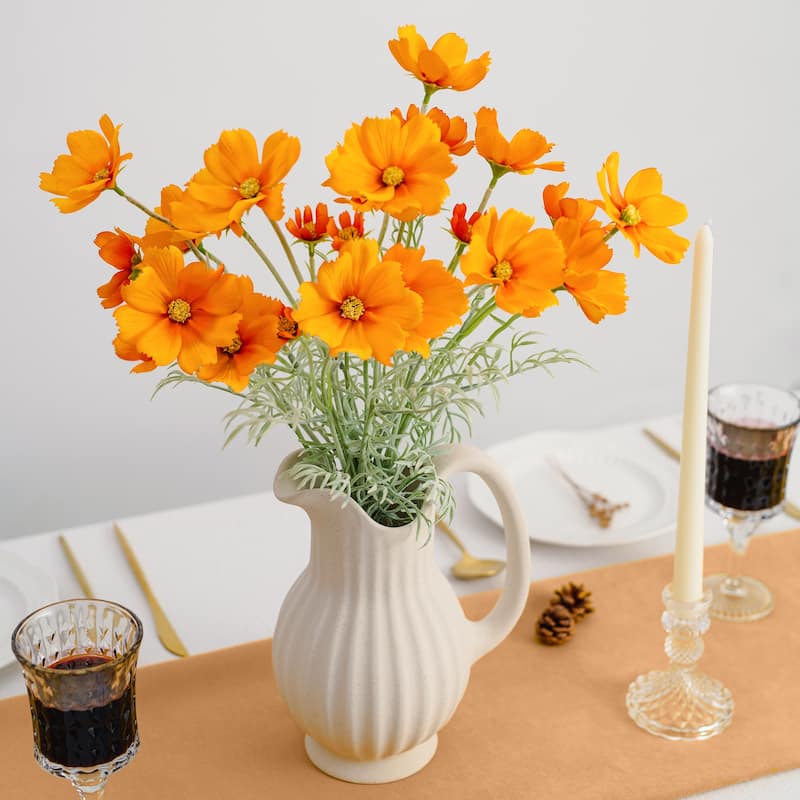 Orange Silk Decorative Artificial Cosmos Faux Flowers
