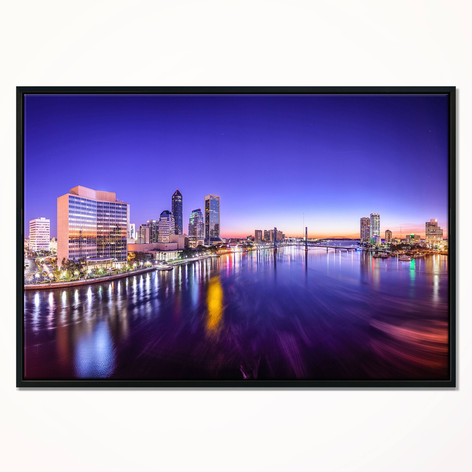 Designart "Jacksonville Florida City Cityscape" Photography Framed