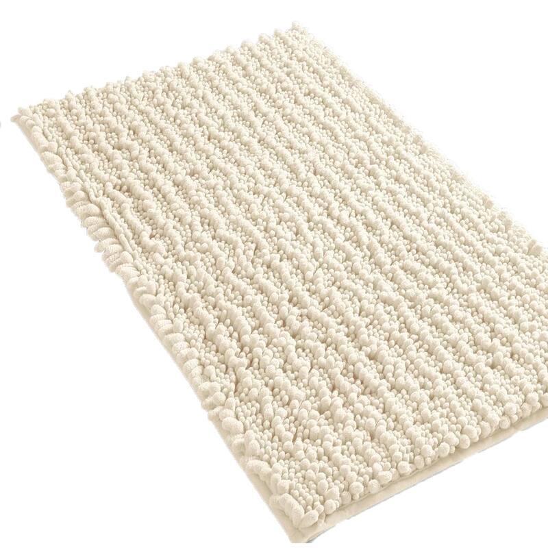 24"x16" - Cream Soft Cozy Plush Chenille Bath Mat Bathroom Rug