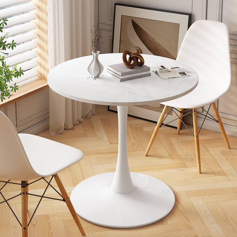 Modern Round Dining Table End Table Leisure Coffee Table with Metal Base