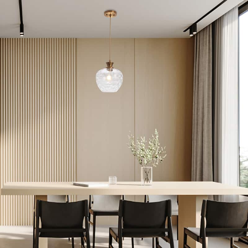 1-Light Modern Hammered clear Glass Pendant Light for Kitchen Island - N/A