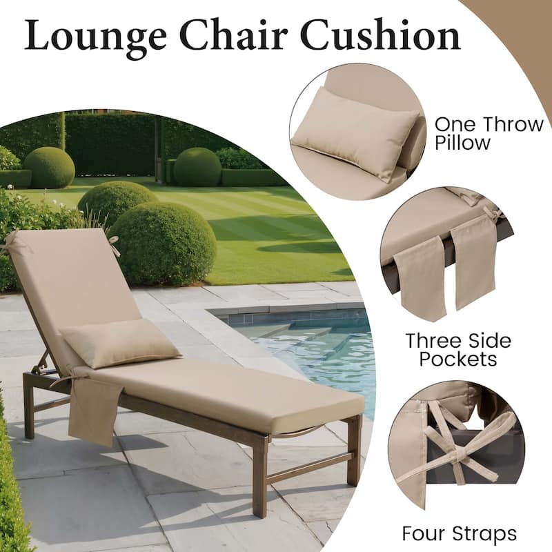 Outdoor Lounge Chair Cushions Patio Chaise Lounge Chair Seat Cushion with Pillow