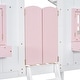 preview thumbnail 13 of 11, Pink+White Twin over Twin Size Wood House Bunk Bed with Roof