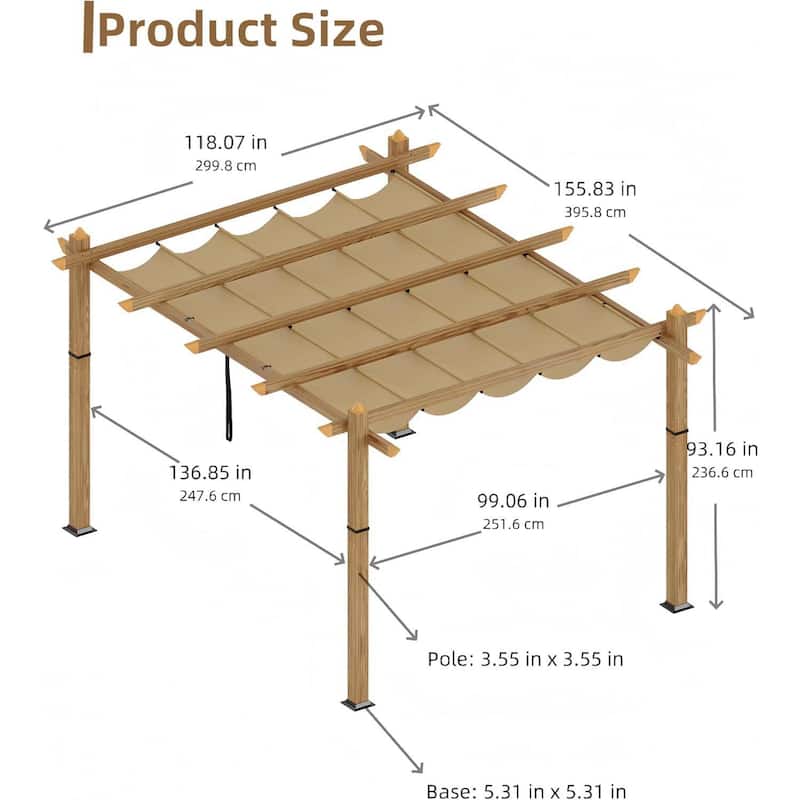 10x13 Ft Patio Outdoor Faux Wood Pergola and Gazebos for Backyard Garden Porch