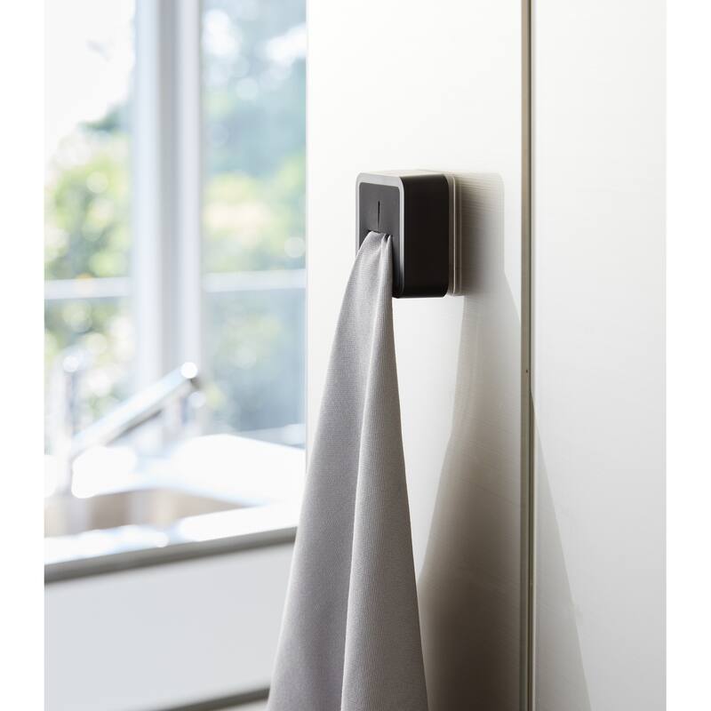 Yamazaki Home Traceless Adhesive Kitchen Towel Holder, ABS Plastic, Holds 0.55 lbs - L 0.91 x W 2.17 x H 2.17 inches