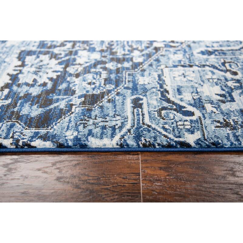 Alora Decor Swagger Ivory, Blue, and Black Persian-style Medallion Rug