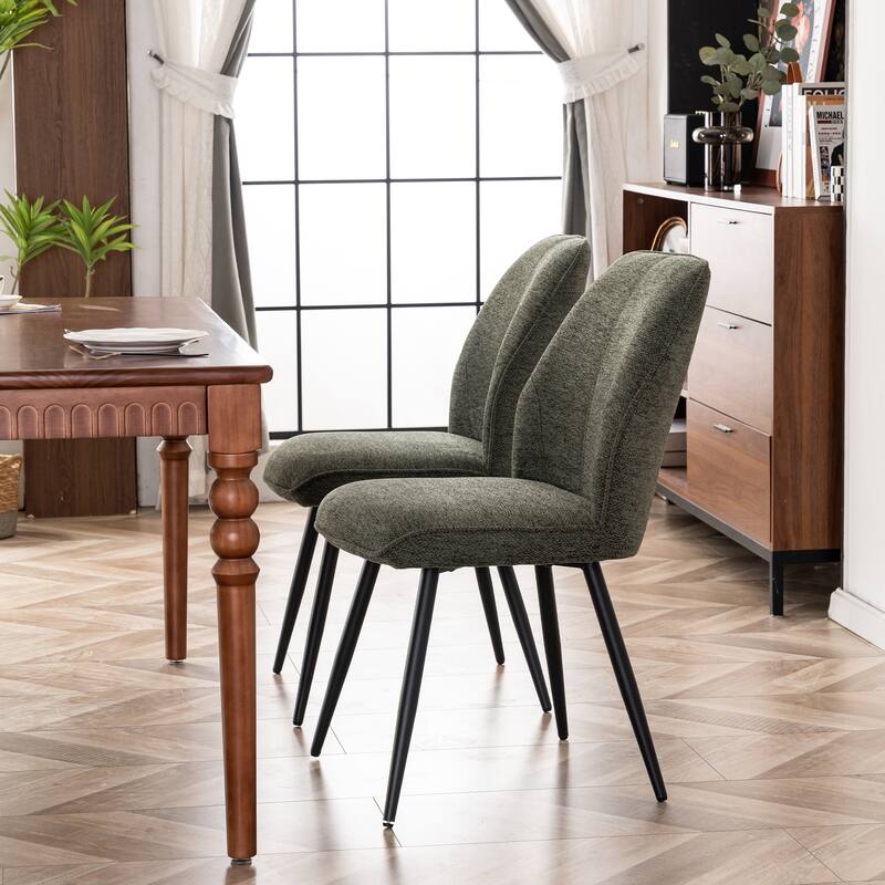 Mid Century Modern Armless Fabric Dining Room Chairs Set of 2