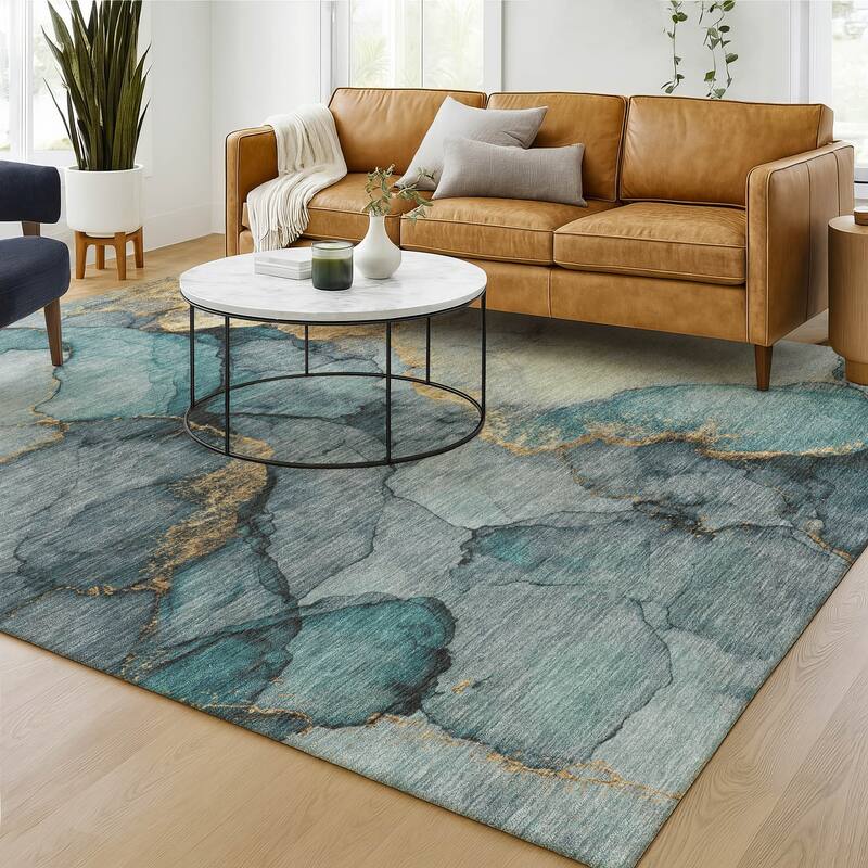 Machine Washable Indoor/ Outdoor Modern Brush Chantille Rug