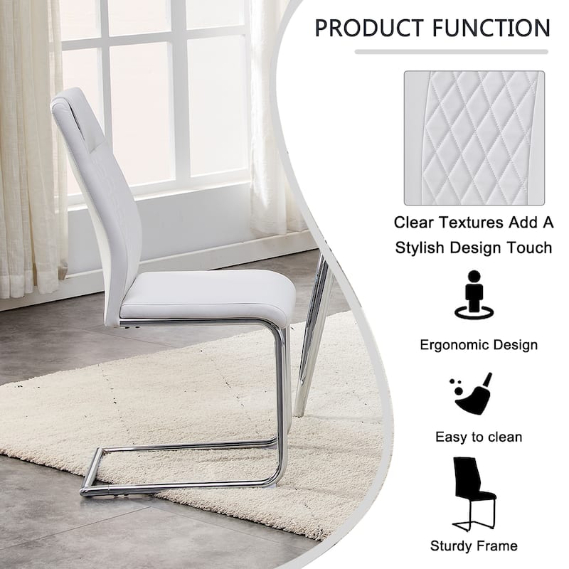 Roomfitters PU Dining Chairs with Metal Legs, Upholstered Side Chairs Set of 4 for Kitchen or Bedroom