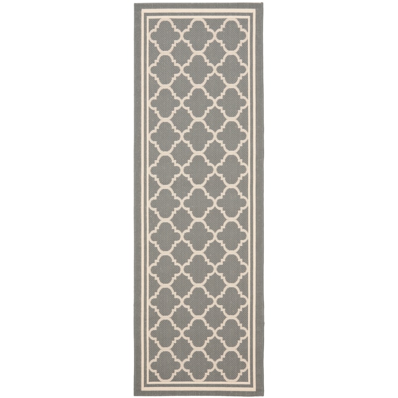 SAFAVIEH Courtyard Kristelle Indoor/ Outdoor Waterproof Patio Backyard Rug - 2'3" x 6'7" Runner - Anthracite/Beige