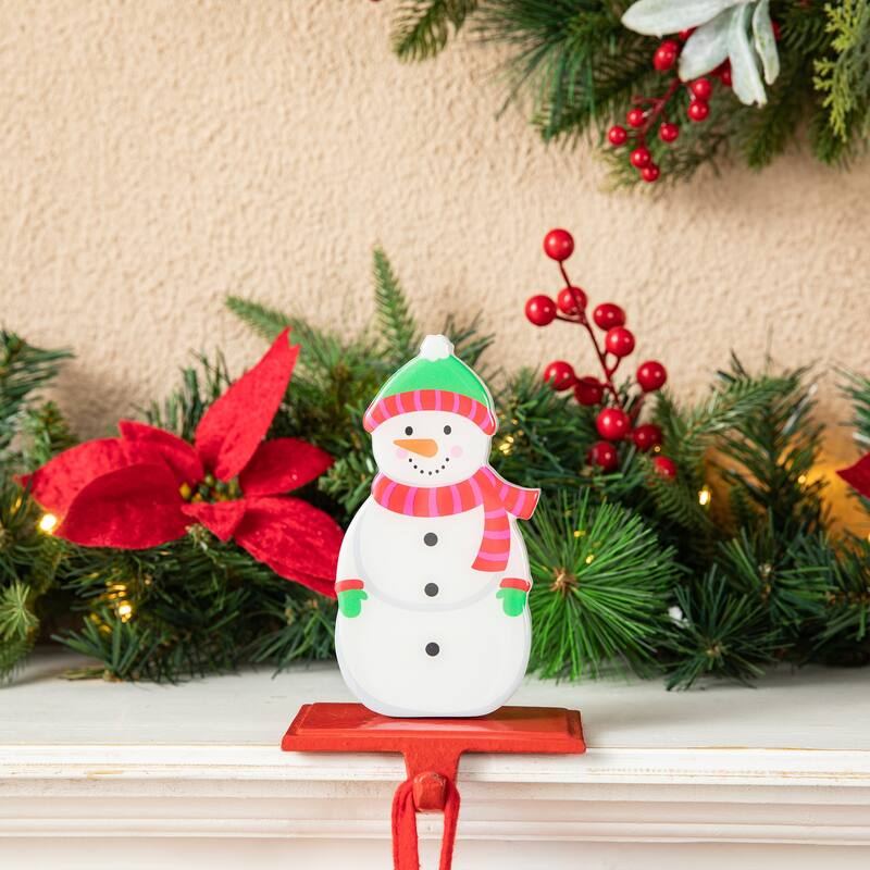 Glitzhome Set of 2 Christmas Santa & Snowman Stocking Holders