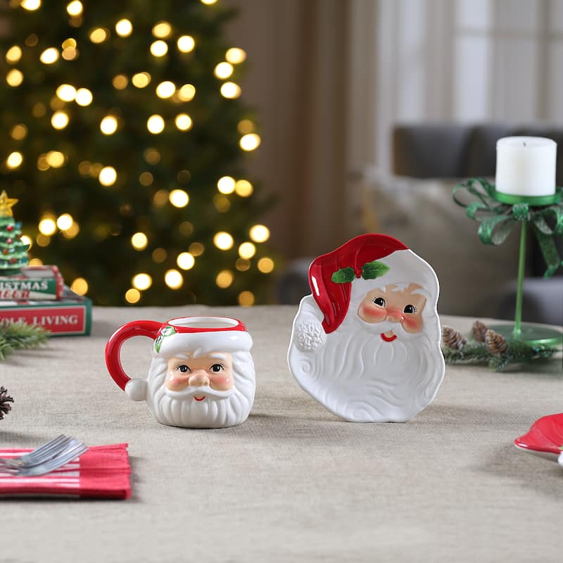 20 oz. Santa Mugs and 8 in. Santa Plates - Set of 4