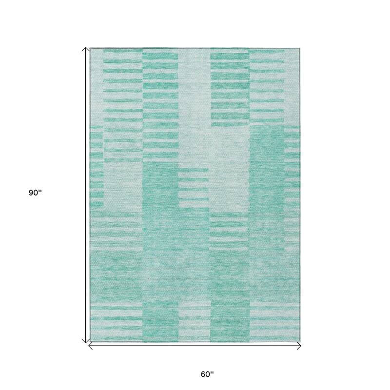 HomeRoots Striped Transitional Rectangle Outdoor Rug