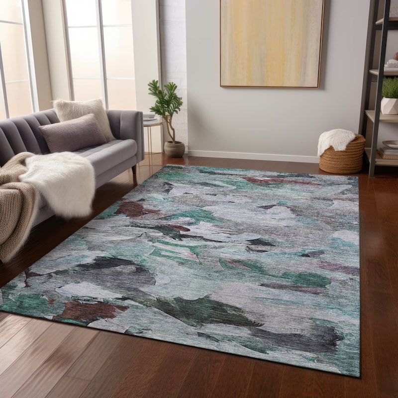 Machine Washable Indoor/ Outdoor Modern Chantille Rug