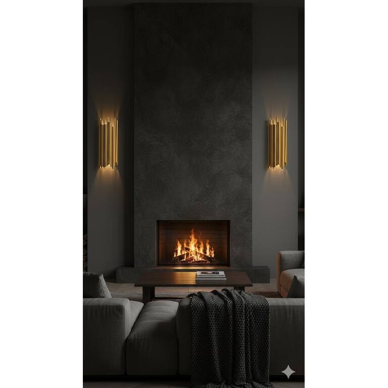 2 Light Gold Stainless Steel Wall Sconce