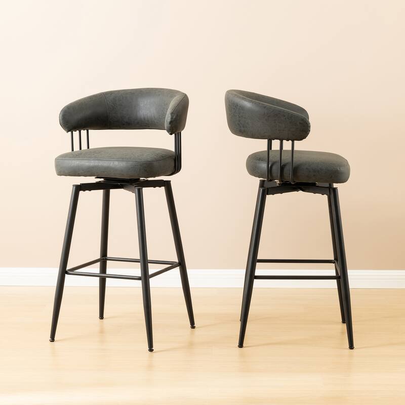 Glitzhome Set of 2 or 4 Modern Fabric/ PU Swivel Counter or Bar Stool with Metal Legs