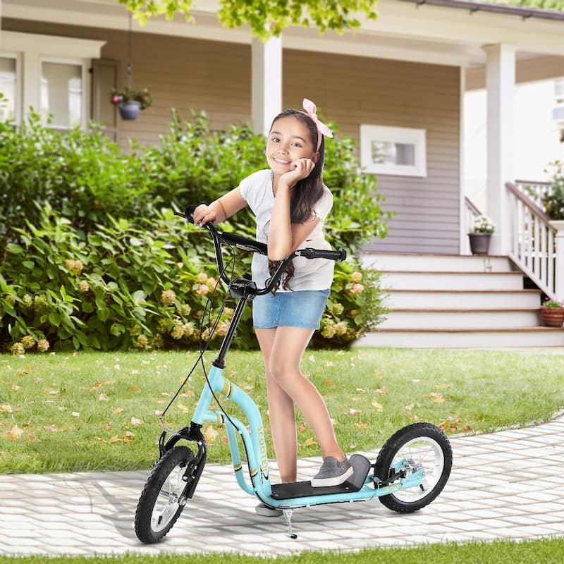 Kids Balance Bike with Adjustable Handlebar and Inflatable Soccer Ball Wheels for Outdoor Use - Blue