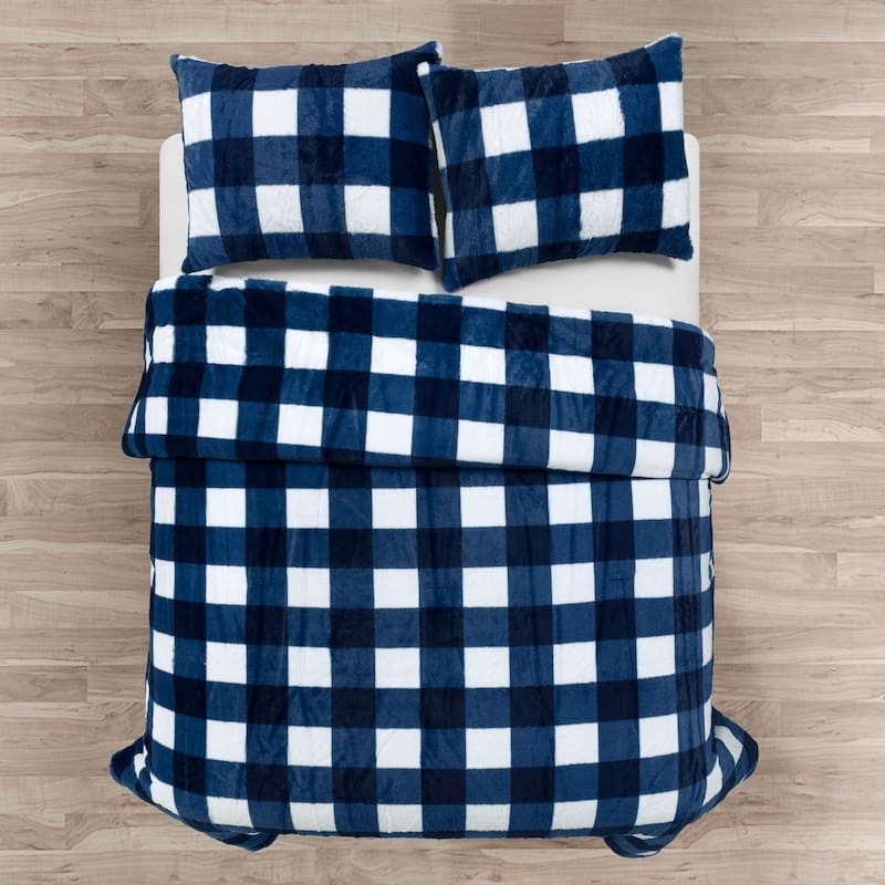 Lush Decor Plaid Ultra Soft Faux Fur Light Weight All Season Kids Back To Campus Comforter Set