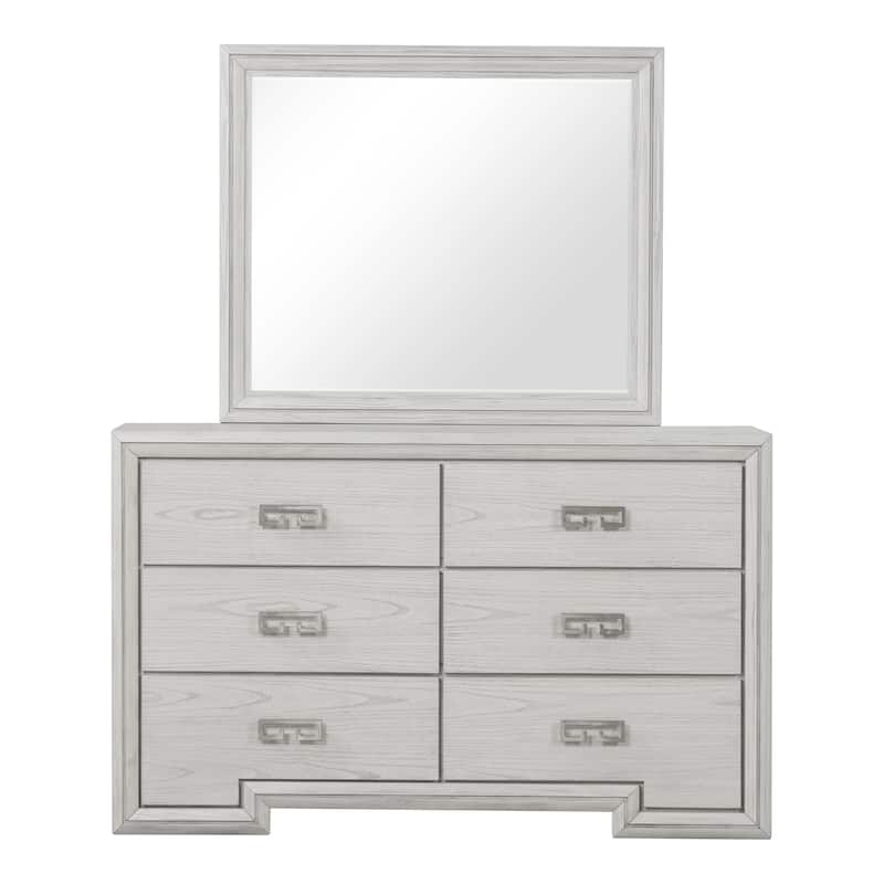 Furniture of America Klasiin 2-Piece Rustic White Wood 6-Drawer Dresser and Mirror Set