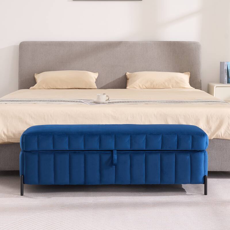 49.2"W Modern Storage Bench,Bedroom Ottoman Bench with Metal Legs