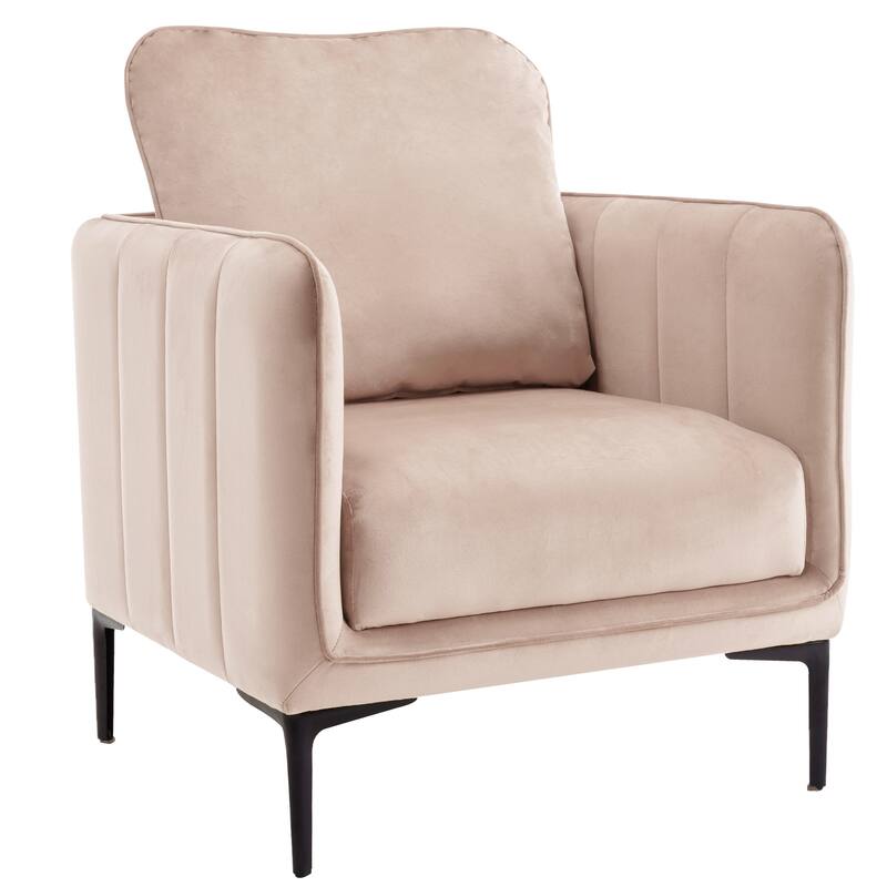 Nora Modern Velvet Accent Chair for Bedroom with Metal Legs