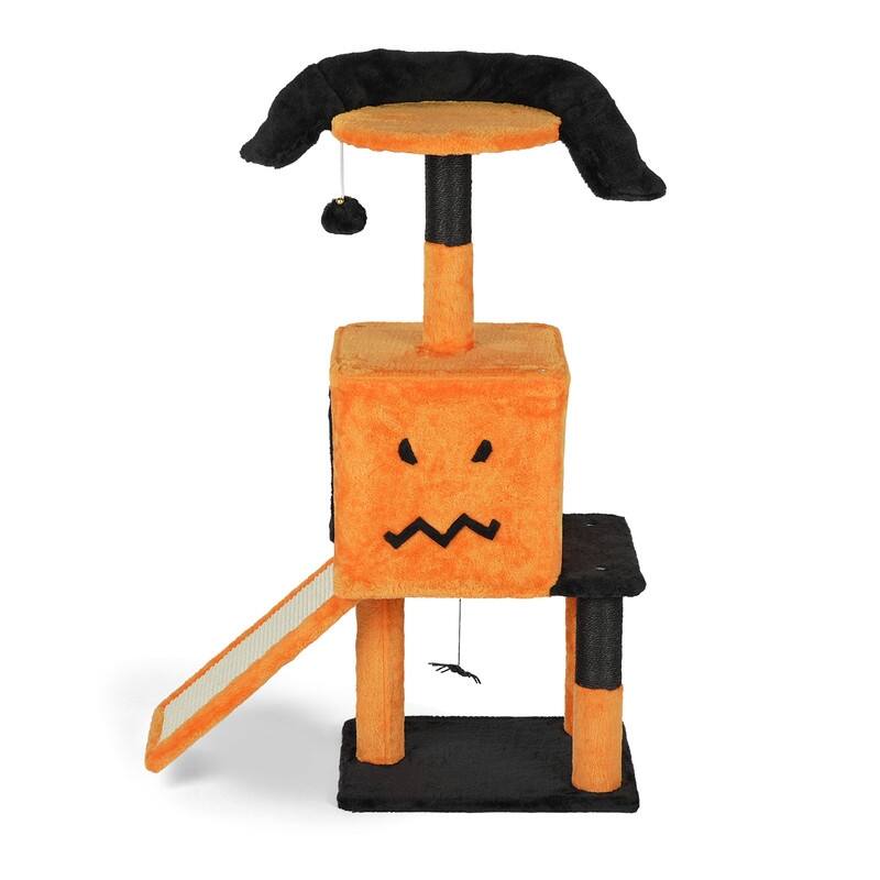 39.4" Halloween Cat Tree, Cat Tower Cat Tree for Indoor Cats with Spacious Cat Condo - Orange