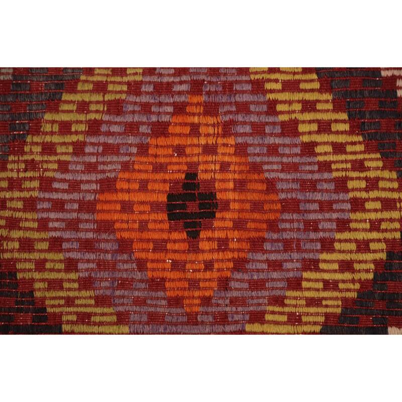 Hand Woven Oriental 100% Wool Carpet Southwestern Tribal Multi-Colored Kilim Area Rug - 9' 2'' X 5' 4''